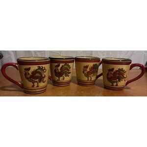 Set Of 4 Tabletops Gallery Rafael Rooster Coffee Mugs 12 oz.